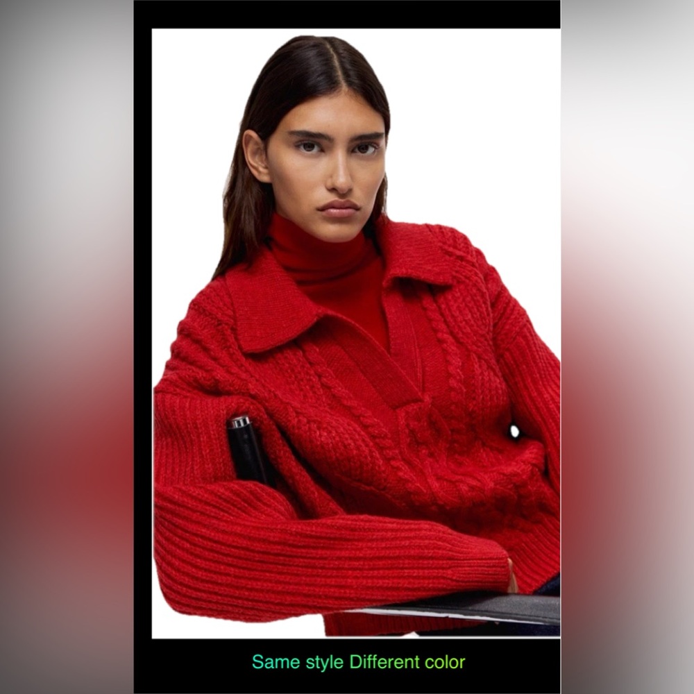 H&M CABLE-KNIT SWEATER WITH COLLAR Small NWT $52.99